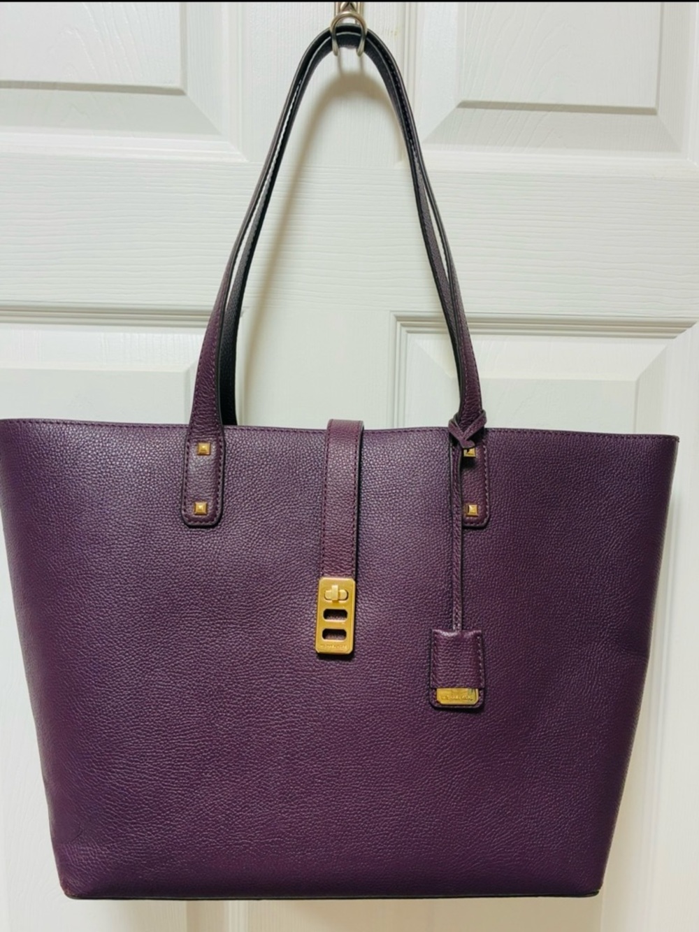 Michael Kors Karson Pebbled Leather Large Carryall Tote in Plum EUC!!
